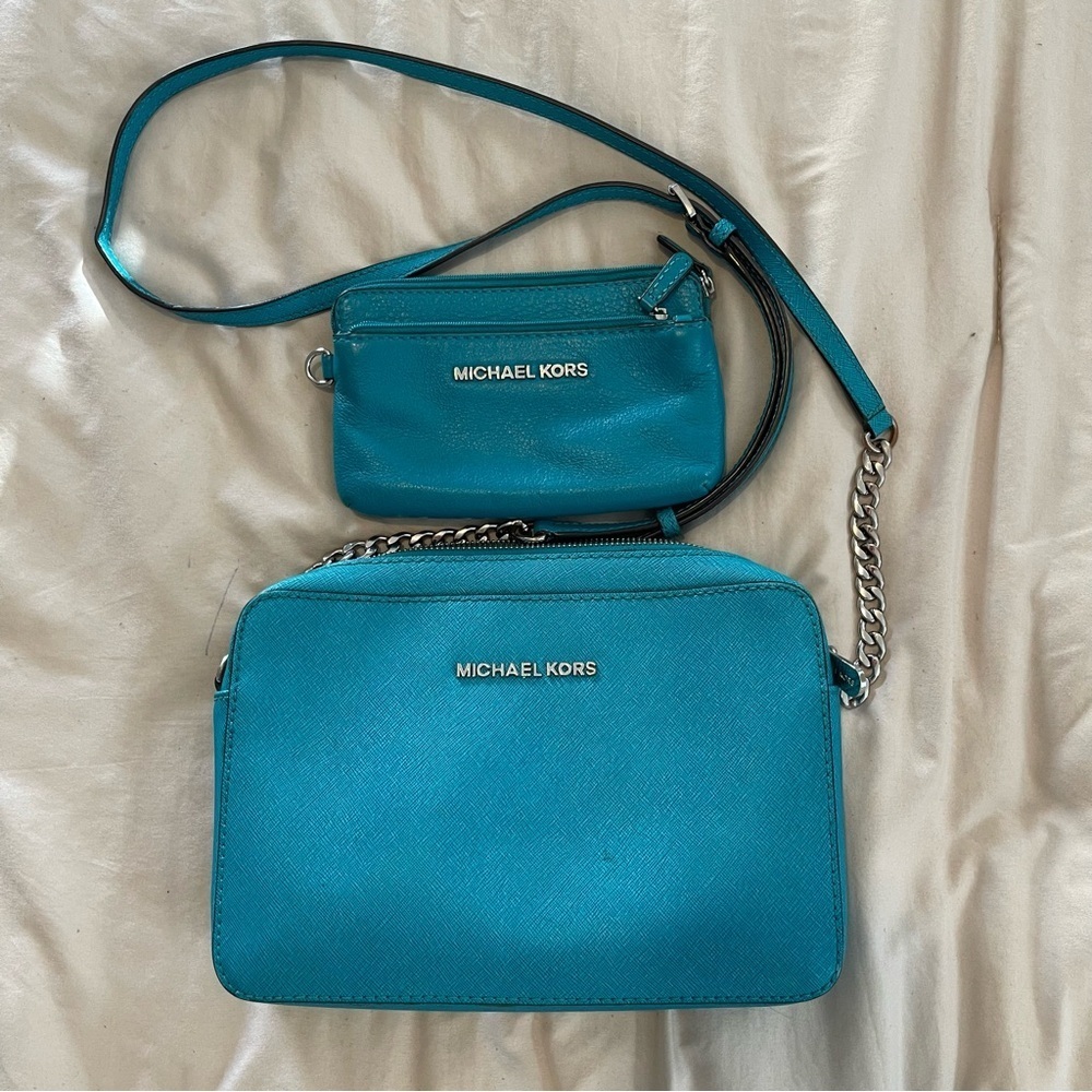 Michael Kors Vibrant Blue/Turquoise Crossbody Bag Set